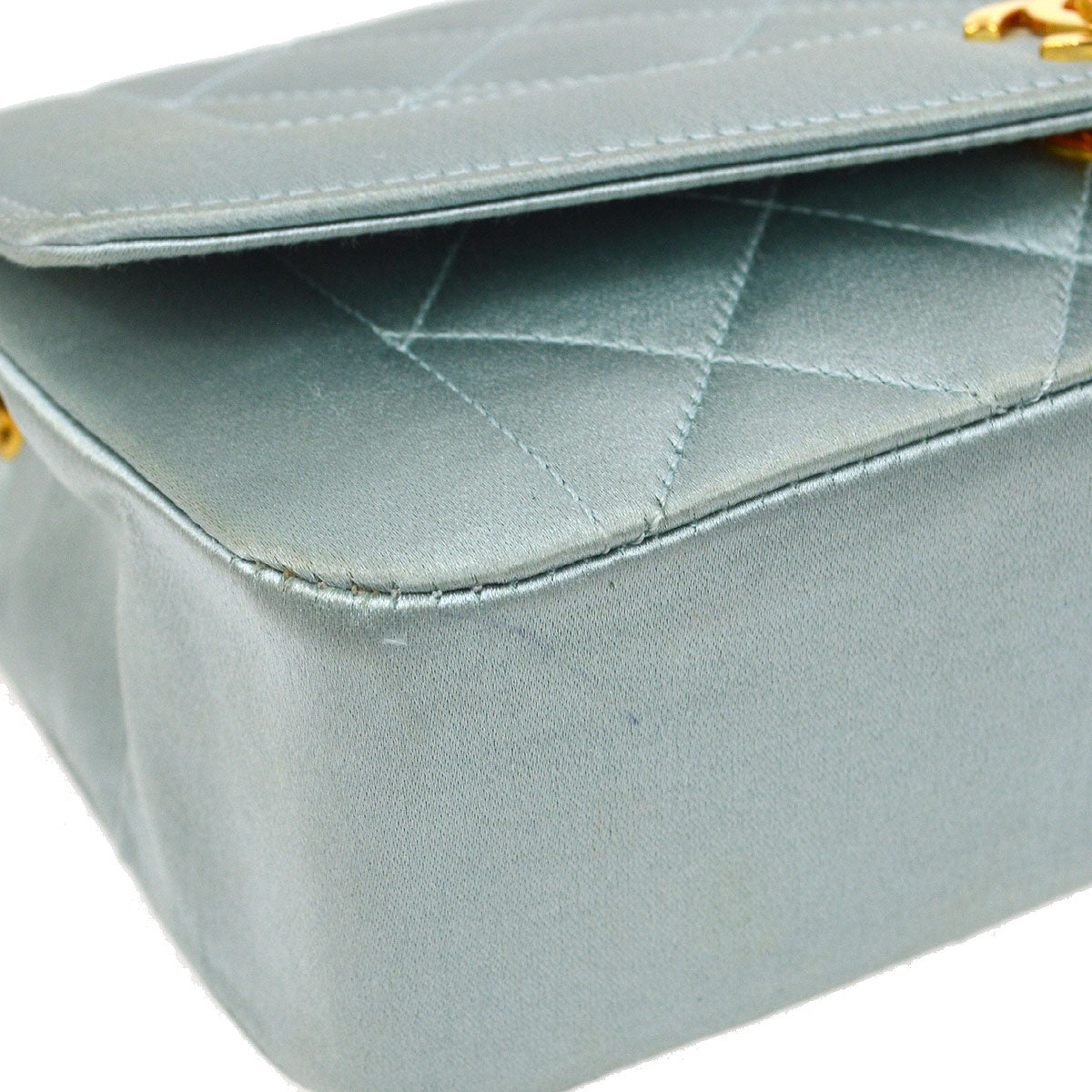CHANEL 1989-1991 Baby Blue Satin Diana Mini