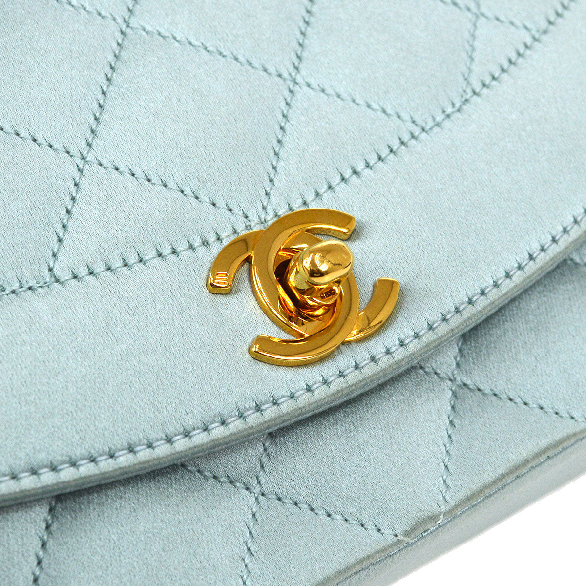 CHANEL 1989-1991 Baby Blue Satin Diana Mini