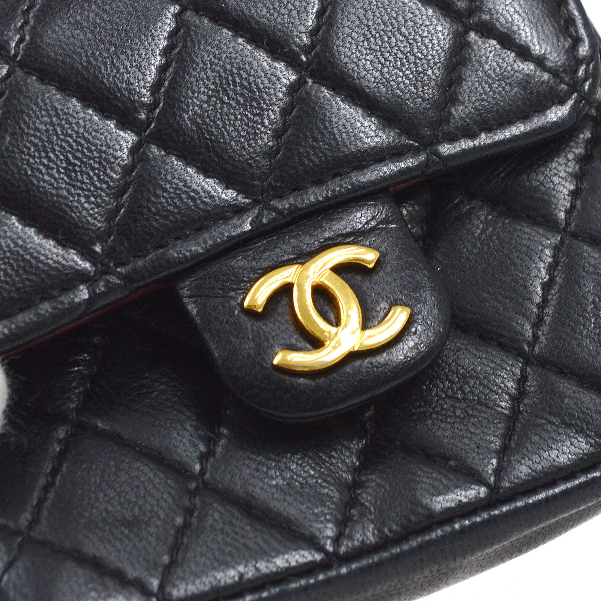 CHANEL 1990s Black Lambskin Belt Bag Micro