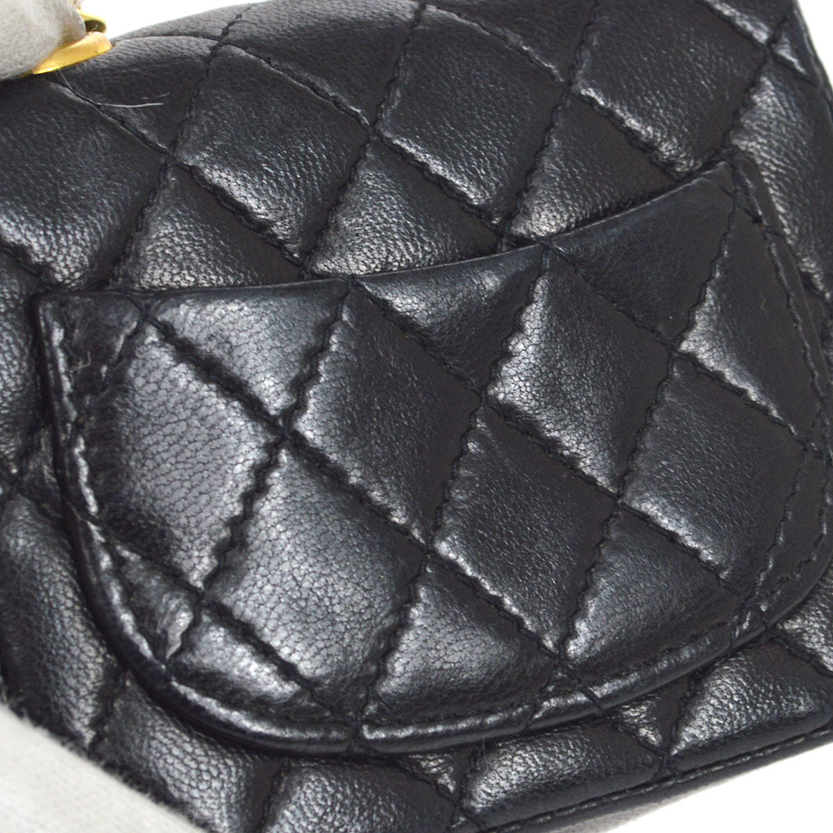CHANEL 1990s Black Lambskin Belt Bag Micro