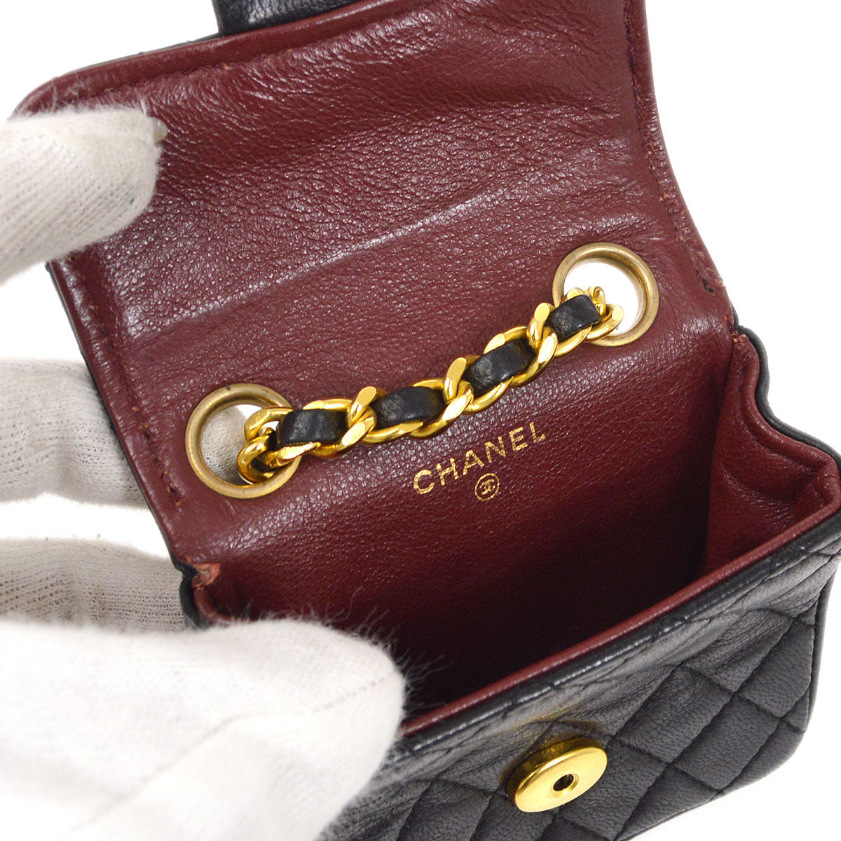 CHANEL 1990s Black Lambskin Belt Bag Micro