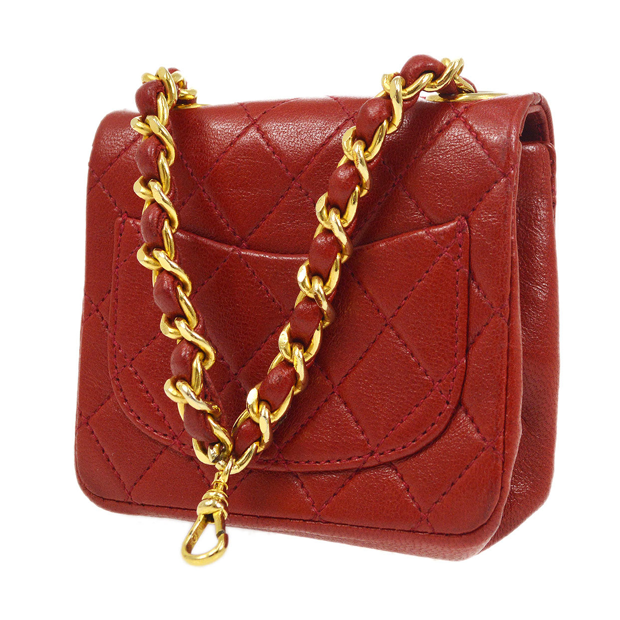 CHANEL 1990s Red Lambskin Belt Bag Micro