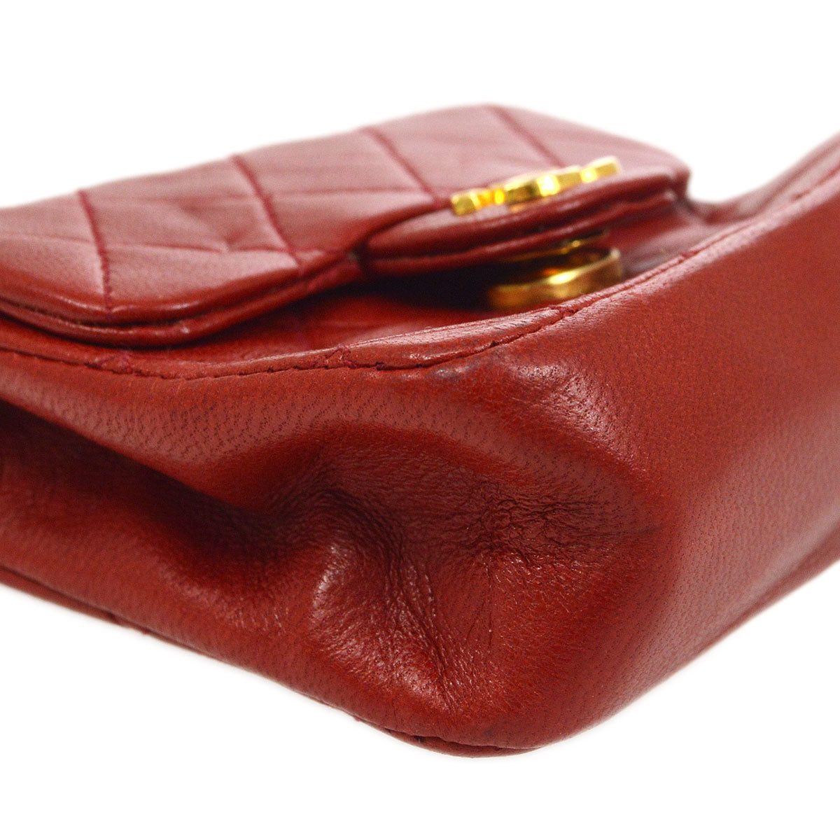 CHANEL 1990s Red Lambskin Belt Bag Micro