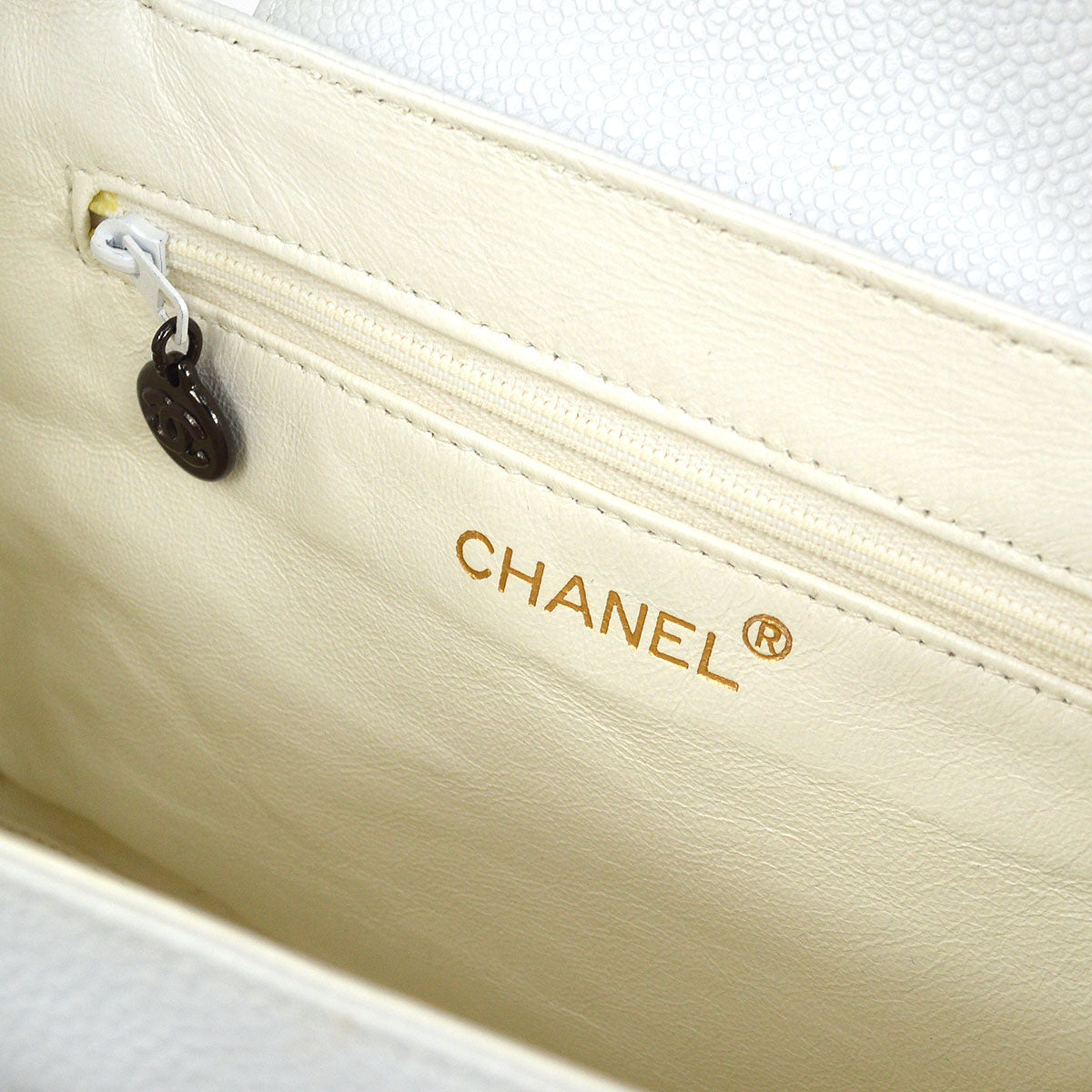 CHANEL 1997-1999 Handbag White Caviar