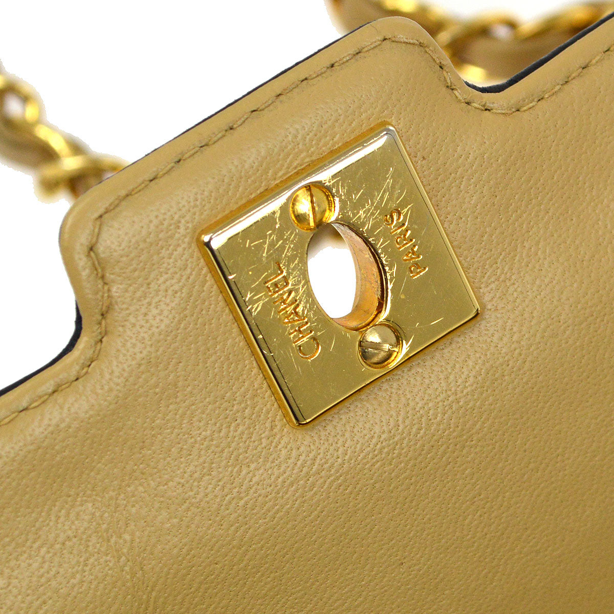 CHANEL 1991-1994 Vertical Border Flap Mini Beige Lambskin