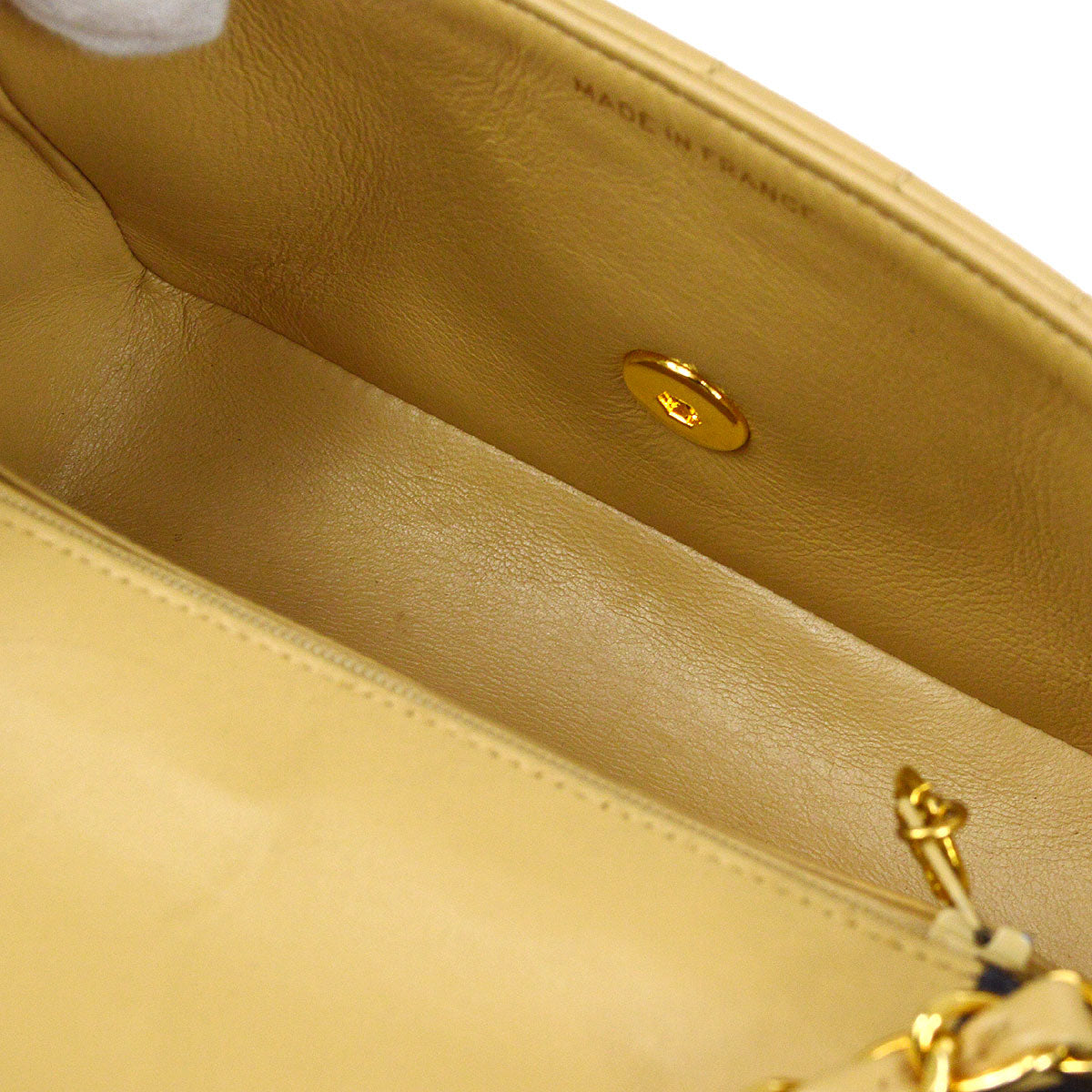 CHANEL 1991-1994 Vertical Border Flap Mini Beige Lambskin