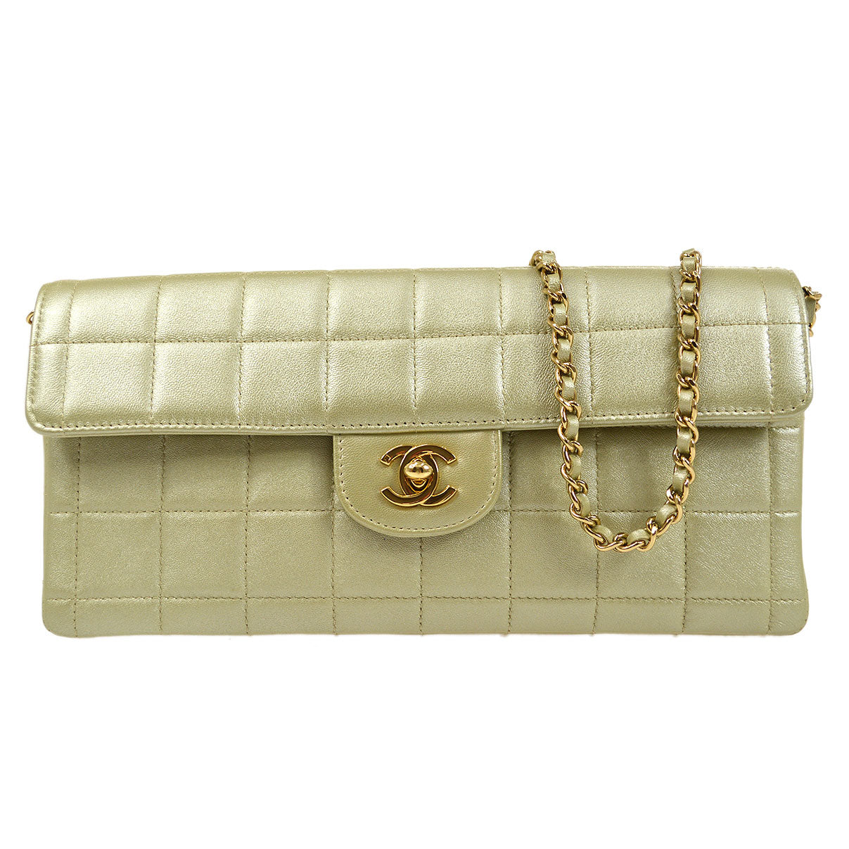 CHANEL 2001-2003 Choco Bar East West Gold Lambskin