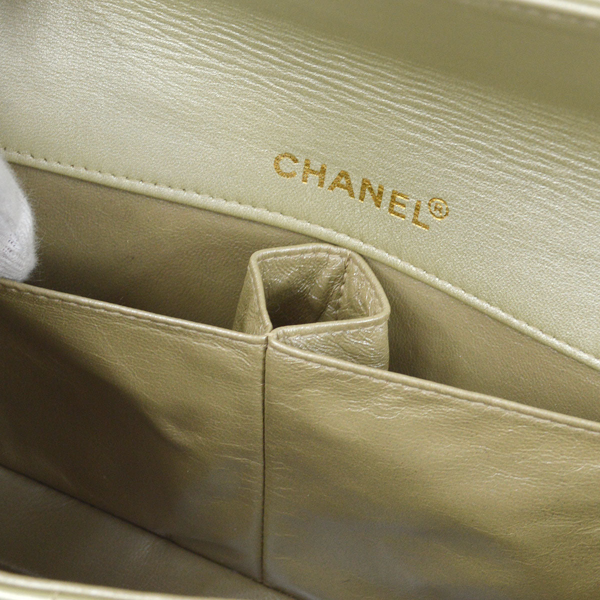 CHANEL 2001-2003 Choco Bar East West Gold Lambskin
