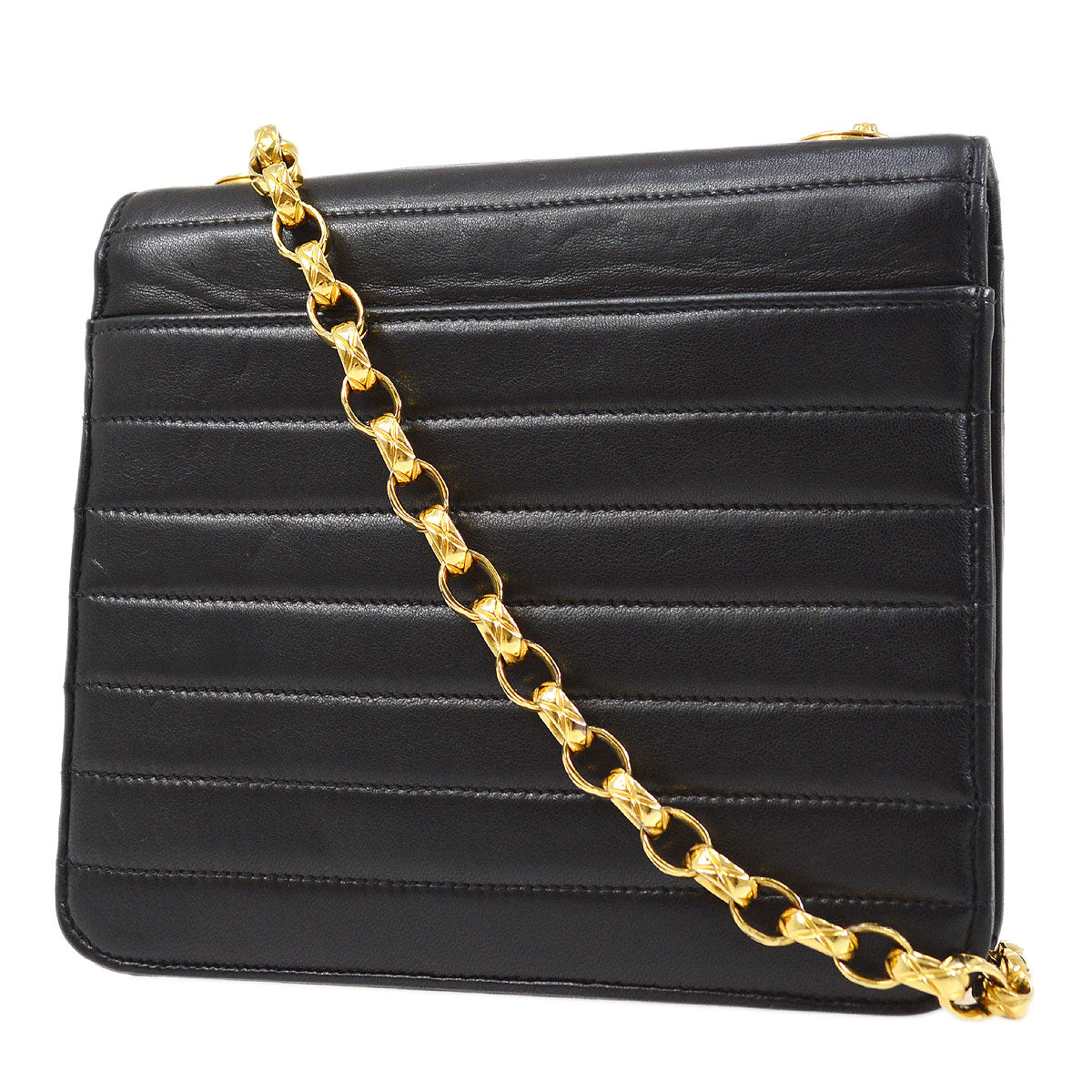 CHANEL 1991-1994 Black Lambskin horizontal Flap Bag