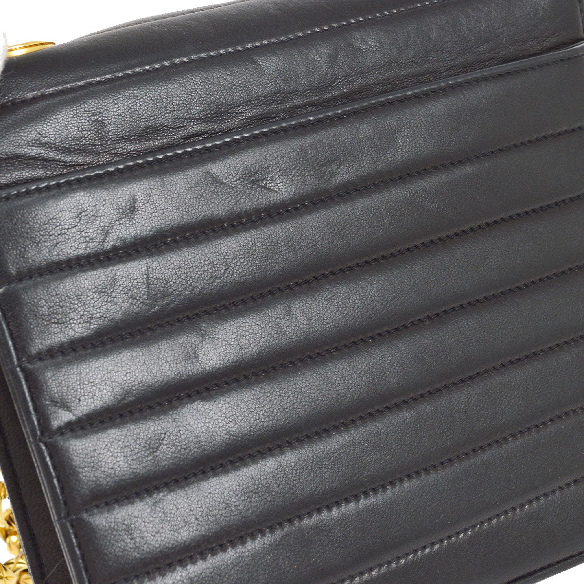 CHANEL 1991-1994 Black Lambskin horizontal Flap Bag
