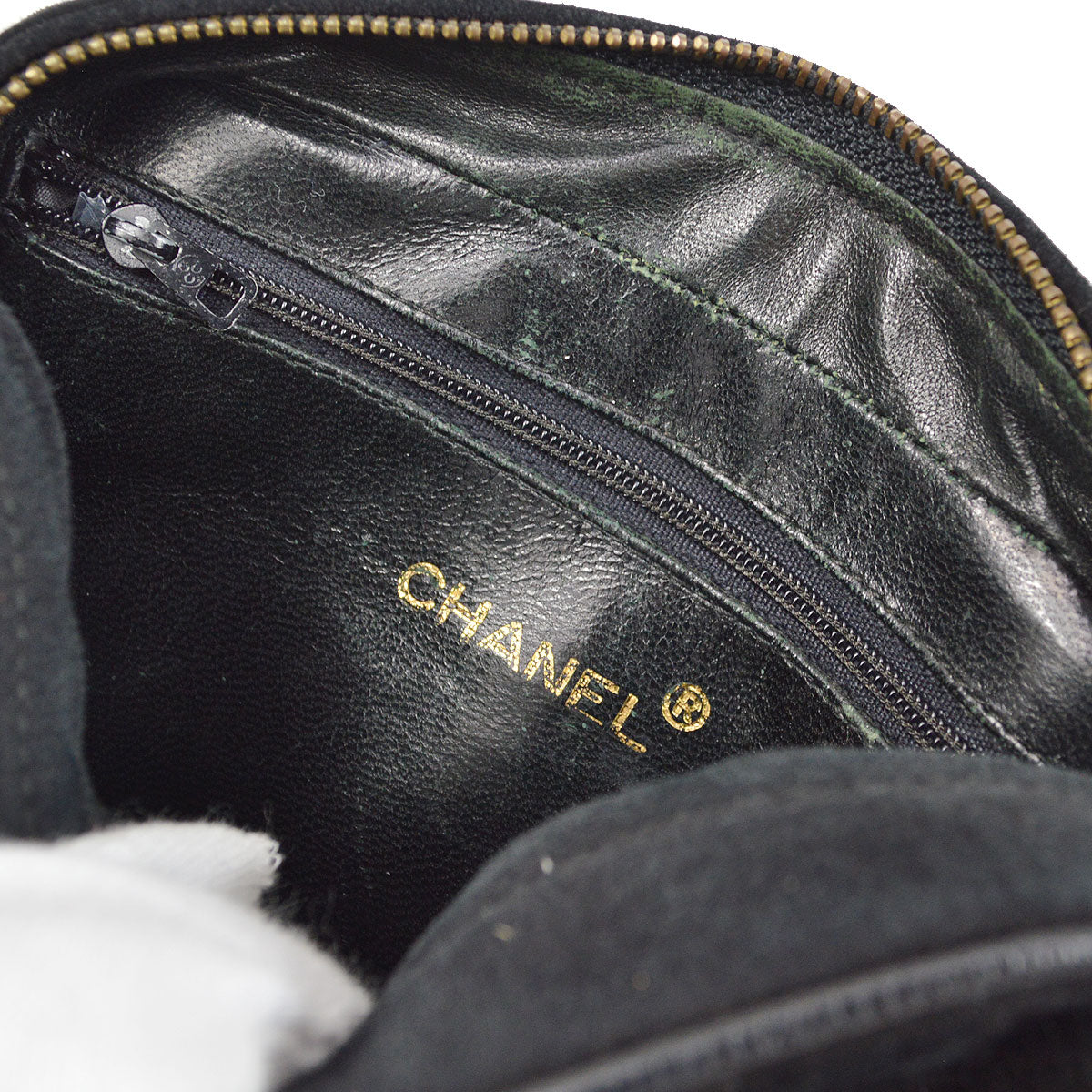 CHANEL 1986-1988 Diamond Camera Bag Mini Black Suede