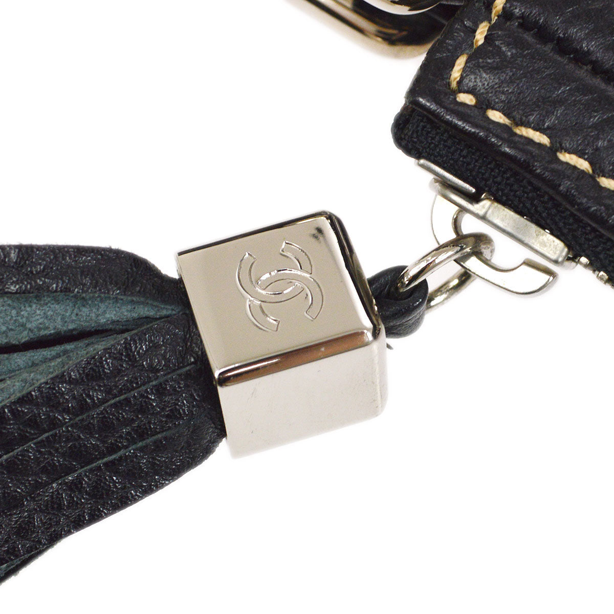 CHANEL 2003-2004 Black Caviar Embossed Logo Hobo Bag
