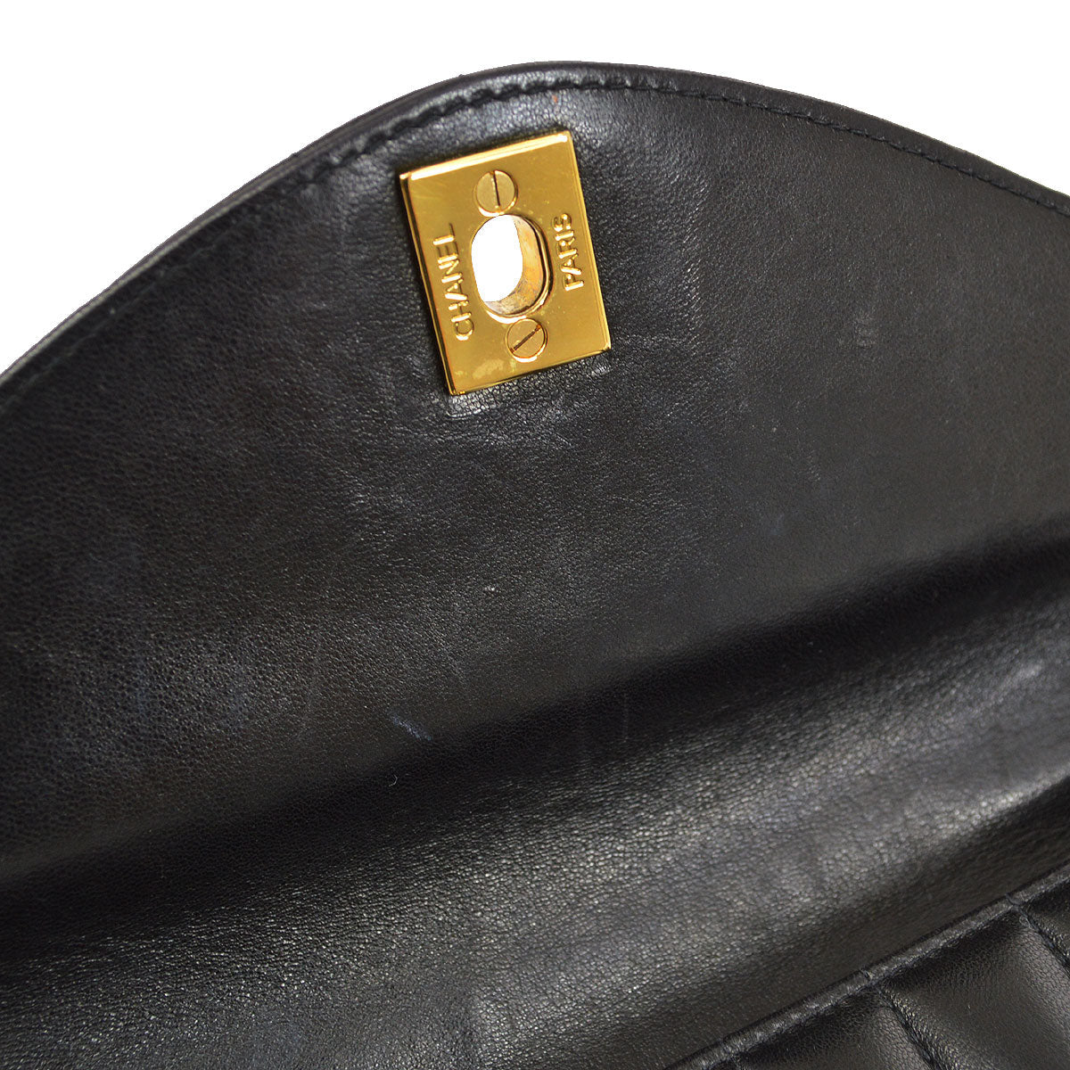 CHANEL 1994-1996 Black Lambskin Vertical Evening Bag