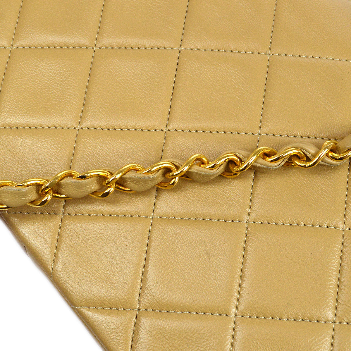 CHANEL 1986-1988 Beige Lambskin Border Flap Medium