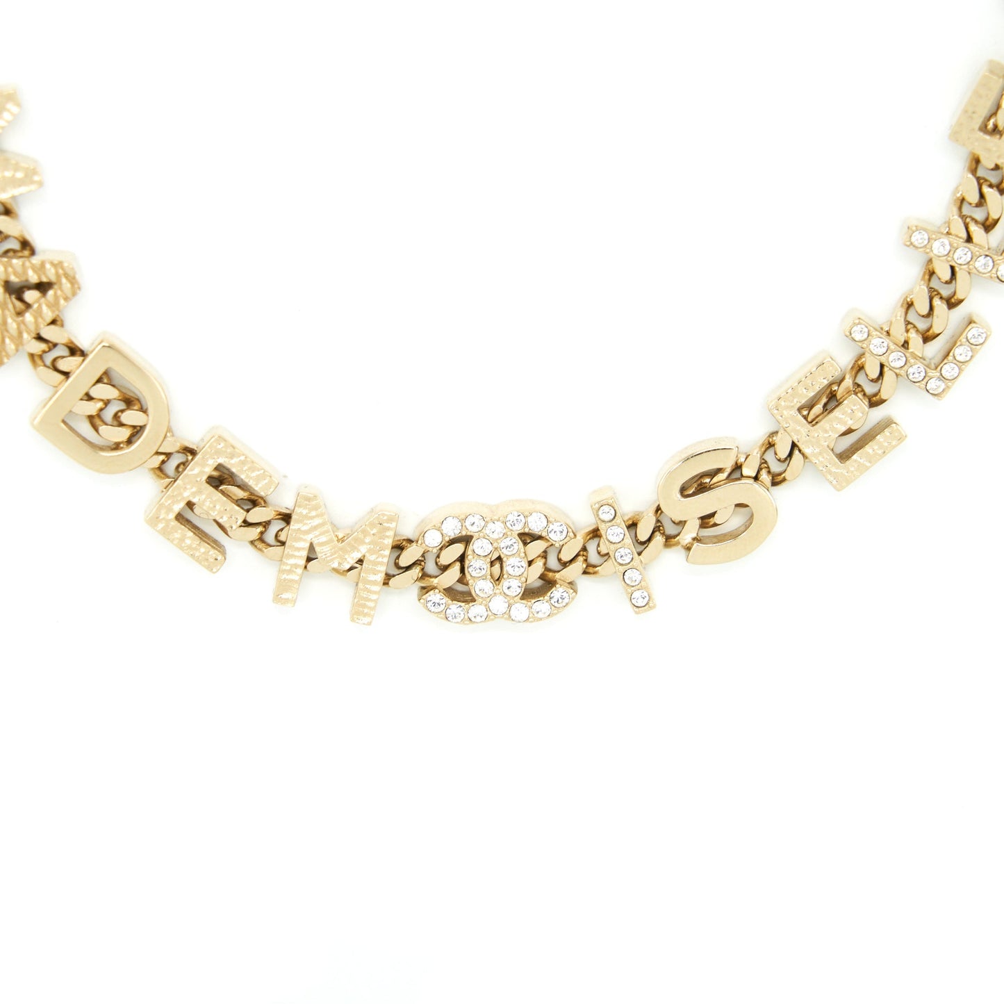Chanel Letter And Pearl Choker Light Gold Tone