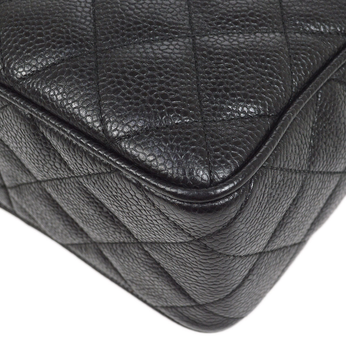 CHANEL 1991-1994 Black Caviar Diamond Camera Bag Mini