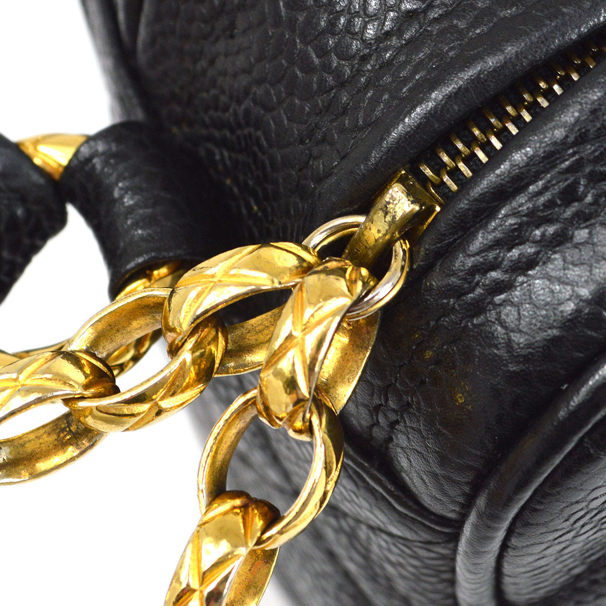 CHANEL 1991-1994 Black Caviar Diamond Camera Bag Mini