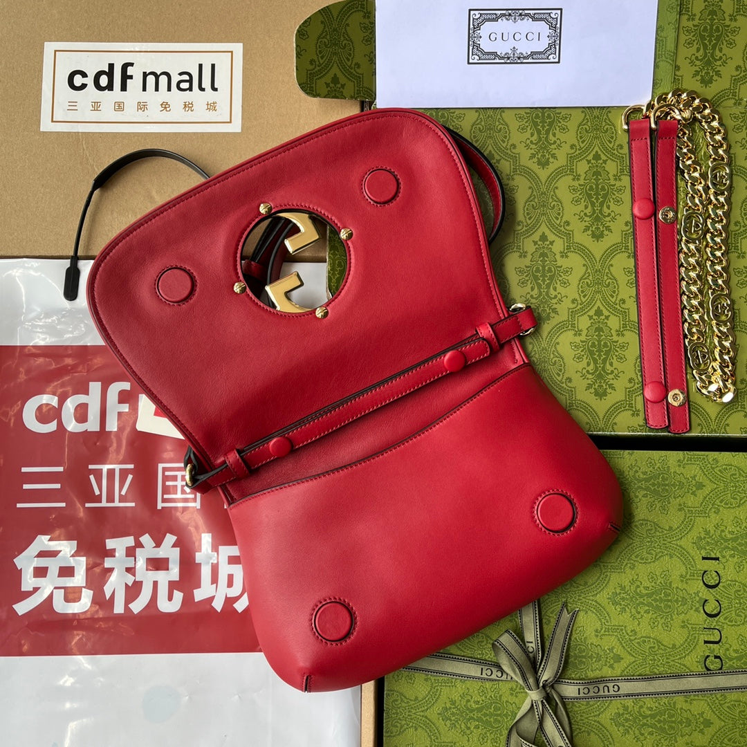 Gucci BLONDIE SHOULDER BAG 28 IN RED LAMBSKIN GOLD HARDWARE