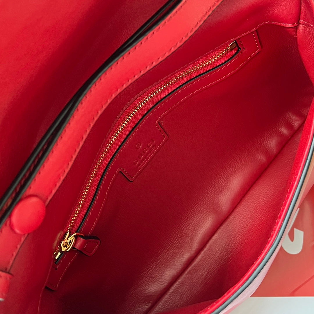 Gucci BLONDIE SHOULDER BAG 28 IN RED LAMBSKIN GOLD HARDWARE