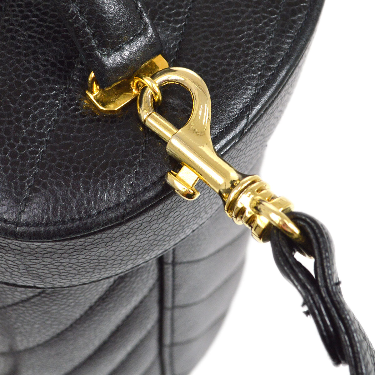 CHANEL 1996-1997 Black Caviar Chevron Vanity Handbag