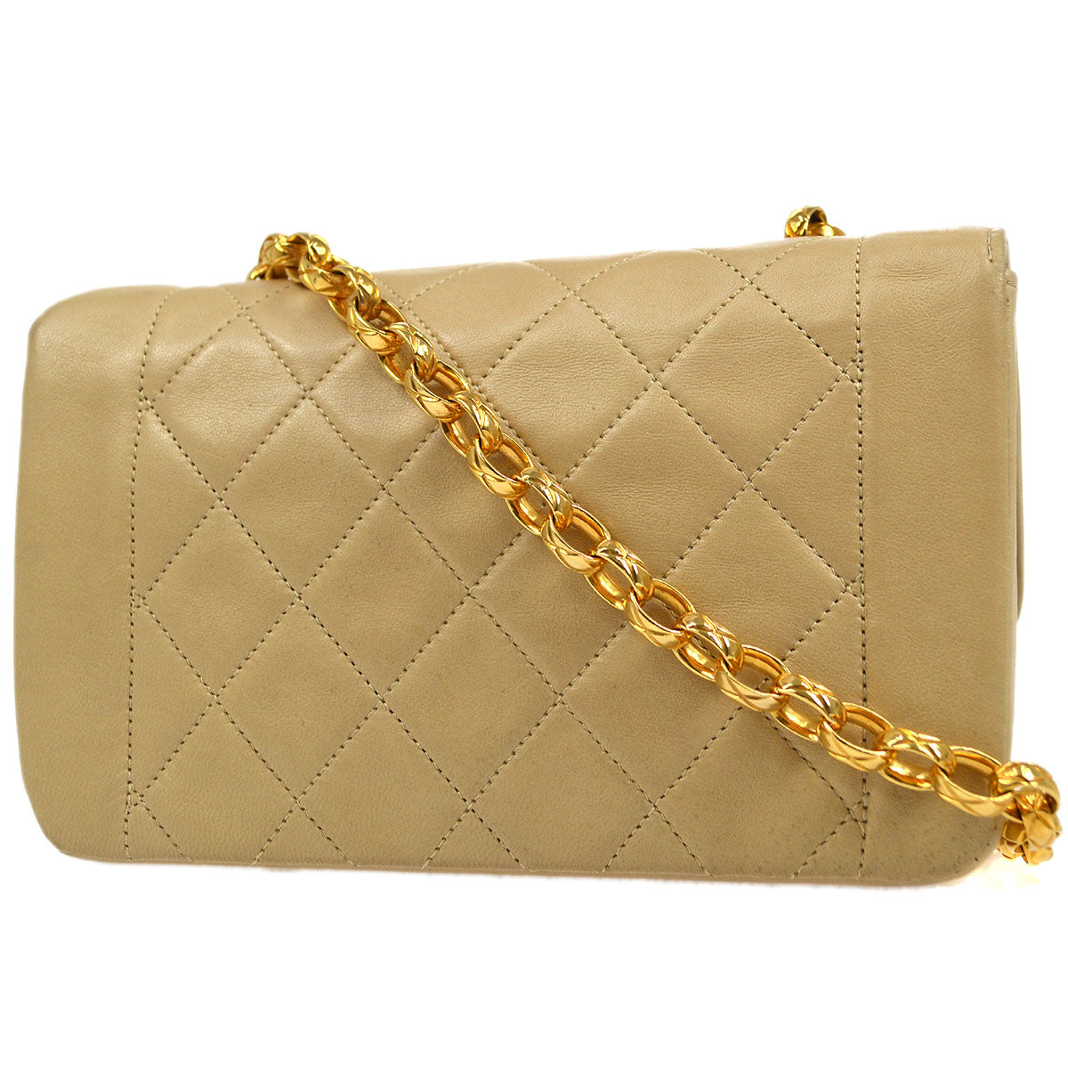 CHANEL 1991-1994 Beige Lambskin Border Flap Mini