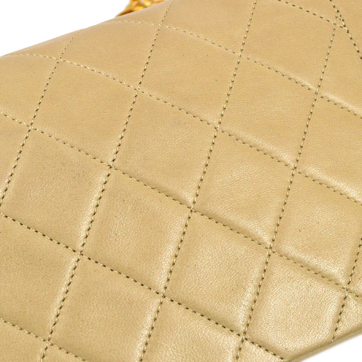 CHANEL 1991-1994 Beige Lambskin Border Flap Mini
