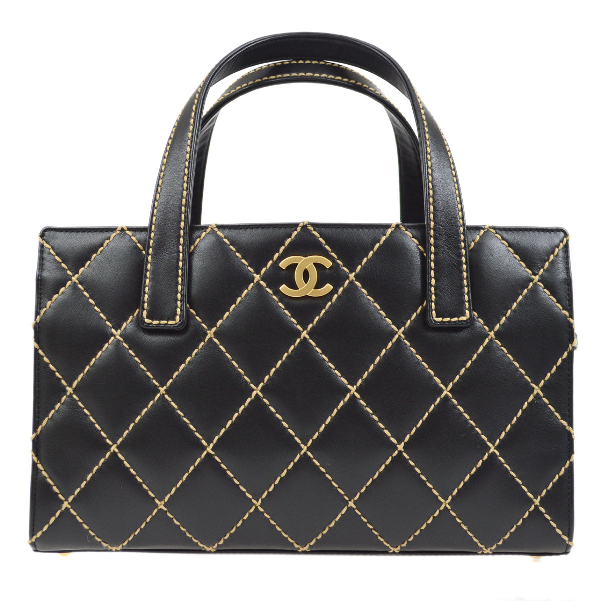 CHANEL 2004 Black Calfskin Wild Stitch Handbag