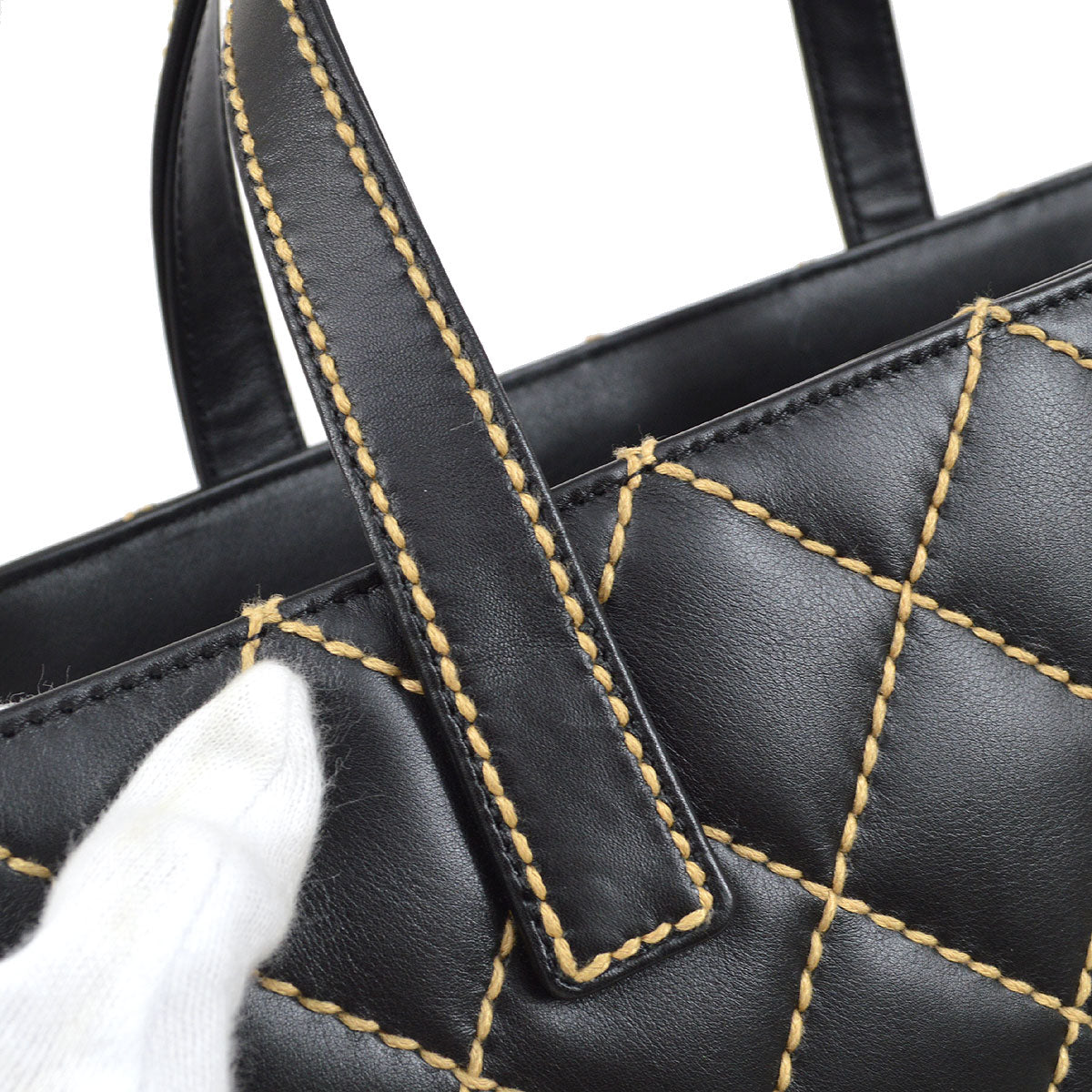 CHANEL 2004 Black Calfskin Wild Stitch Handbag