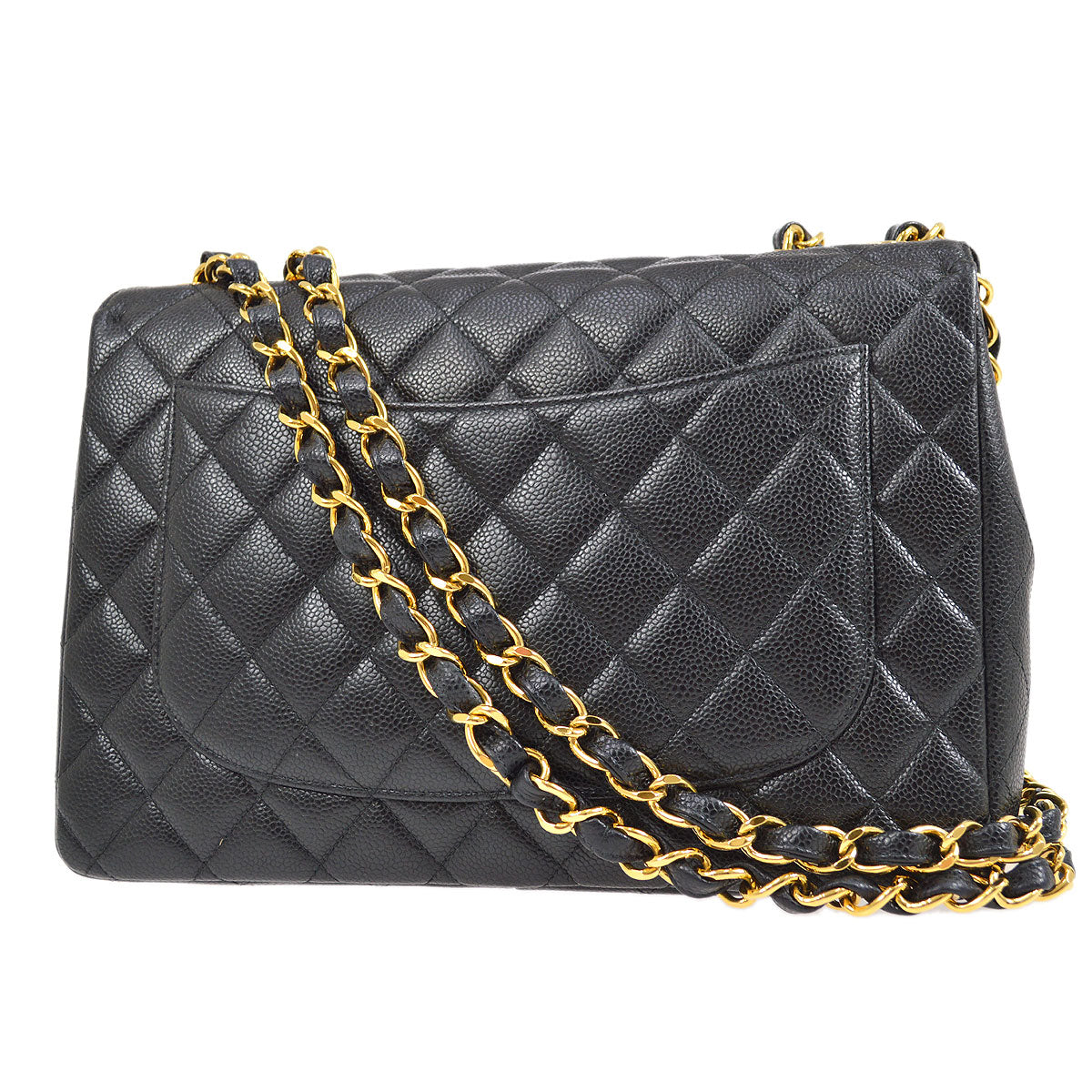CHANEL 2000-2001 Classic Flap Jumbo Black Caviar