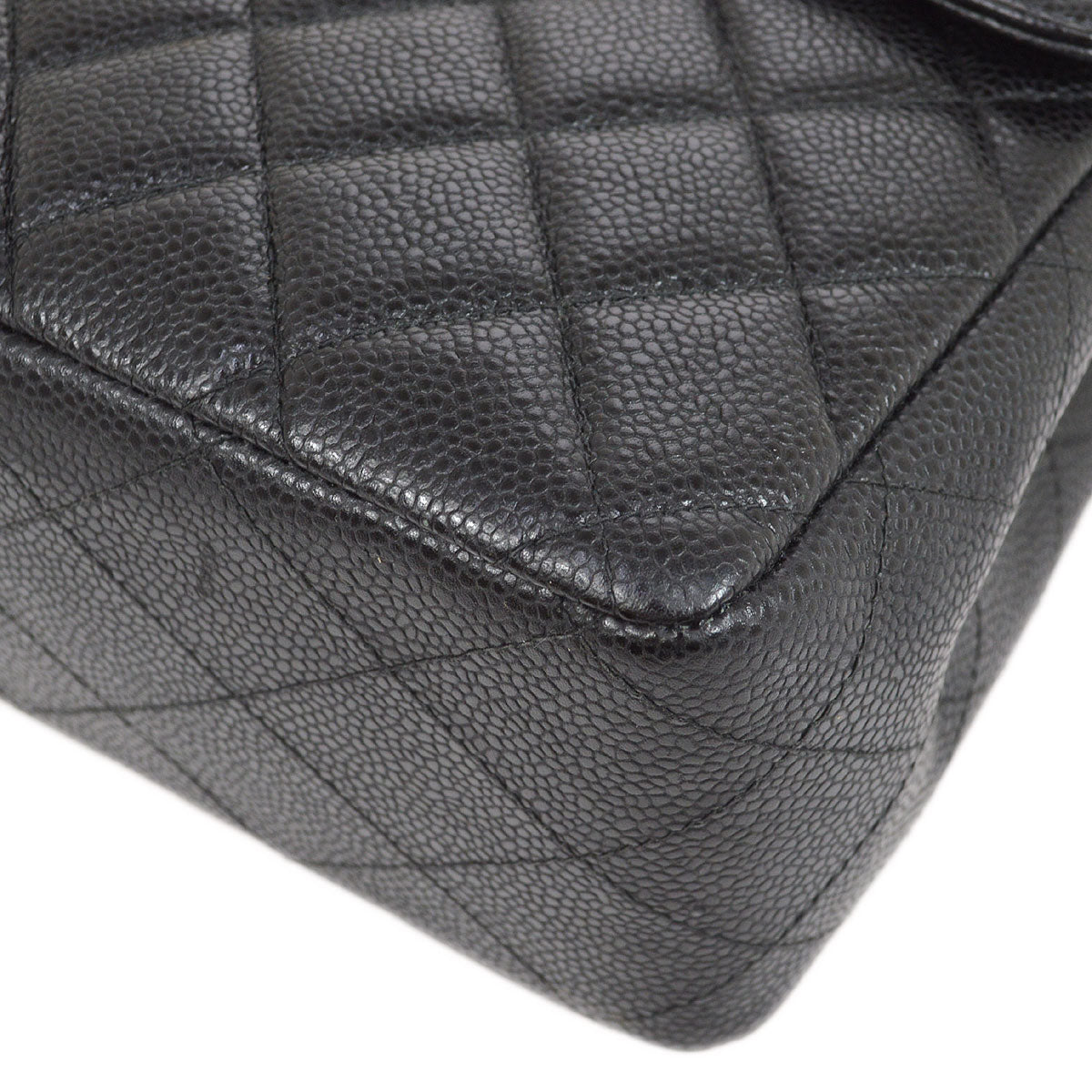 CHANEL 2000-2001 Classic Flap Jumbo Black Caviar