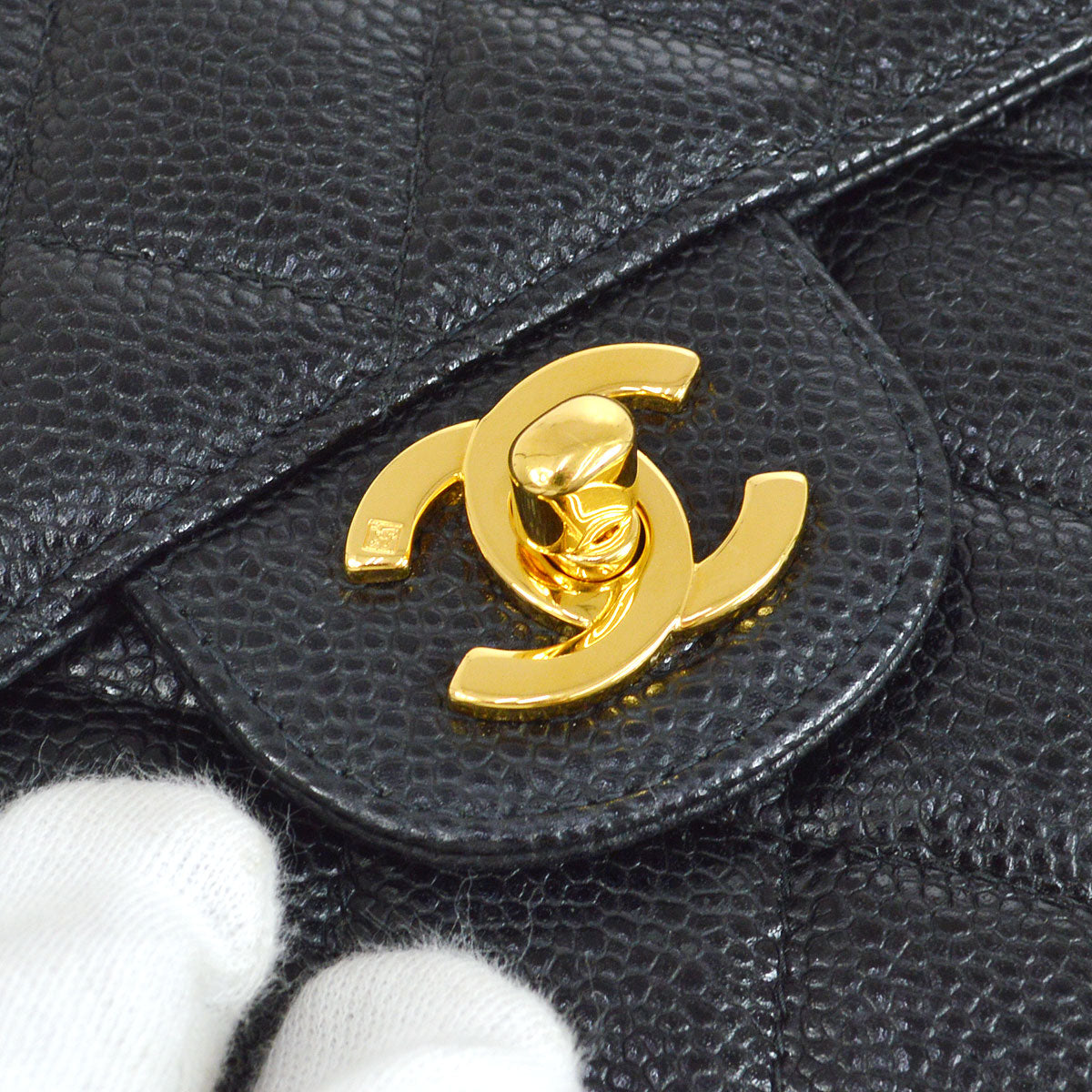 CHANEL 2000-2001 Classic Flap Jumbo Black Caviar