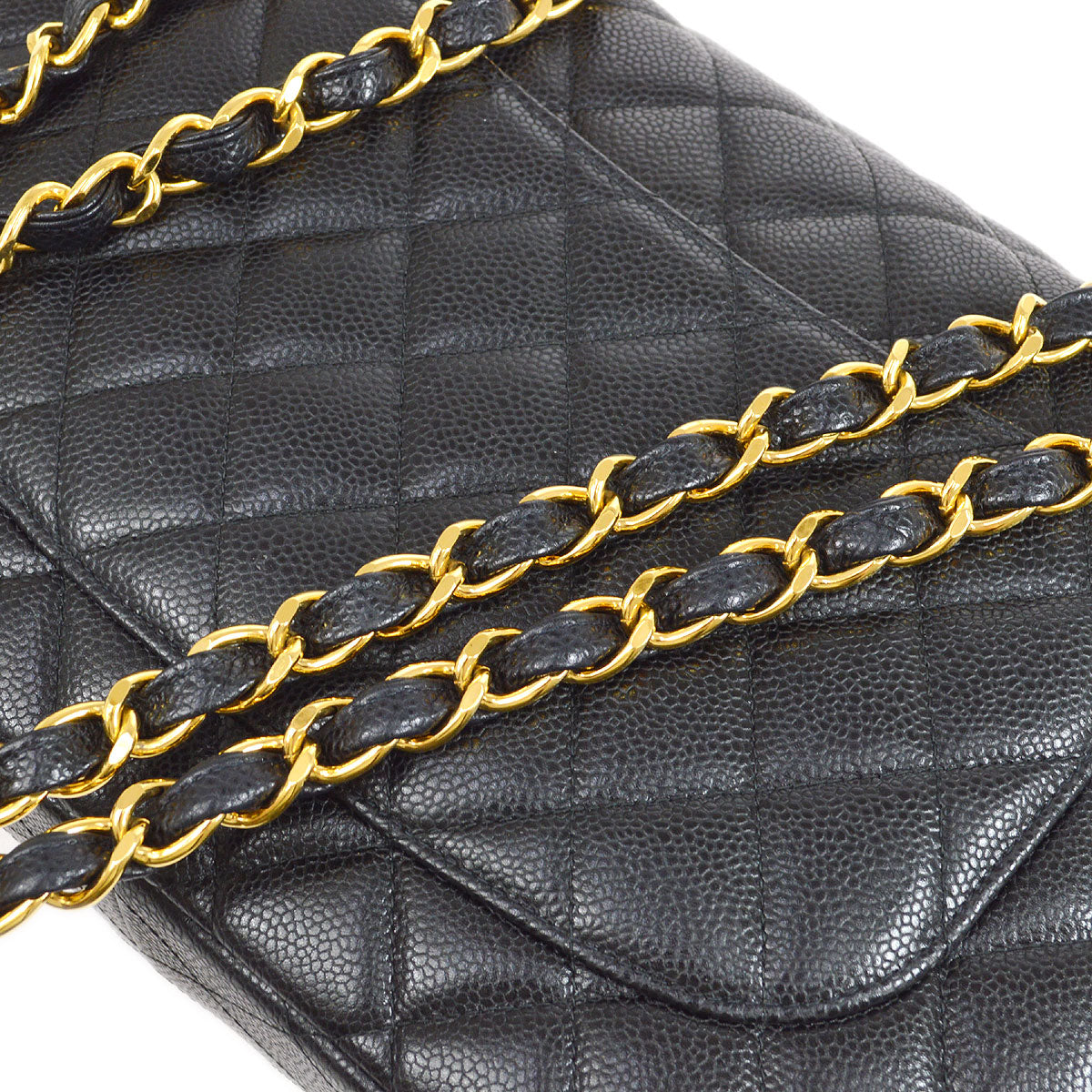 CHANEL 2000-2001 Classic Flap Jumbo Black Caviar