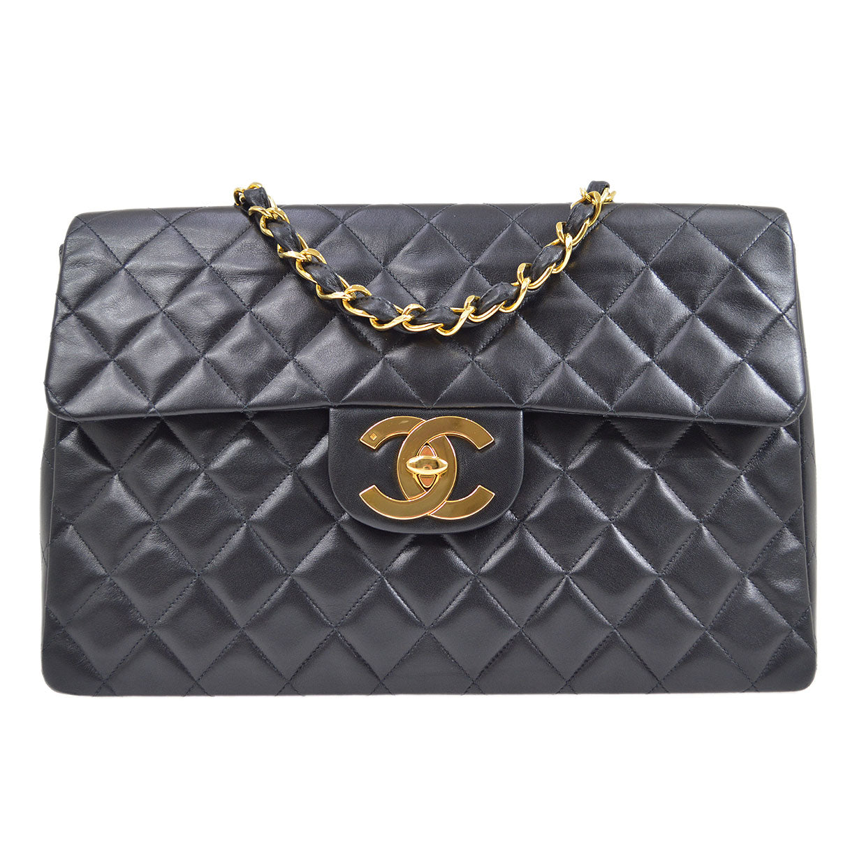 CHANEL 1995 Black Lambskin Classic Flap Maxi
