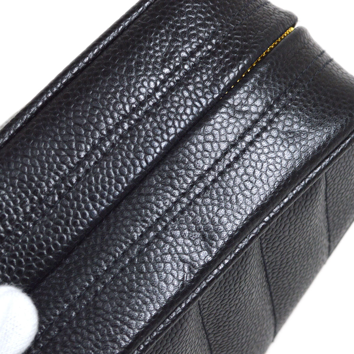 CHANEL 1994-1996 Vertical Letter Flap Jumbo Black Caviar