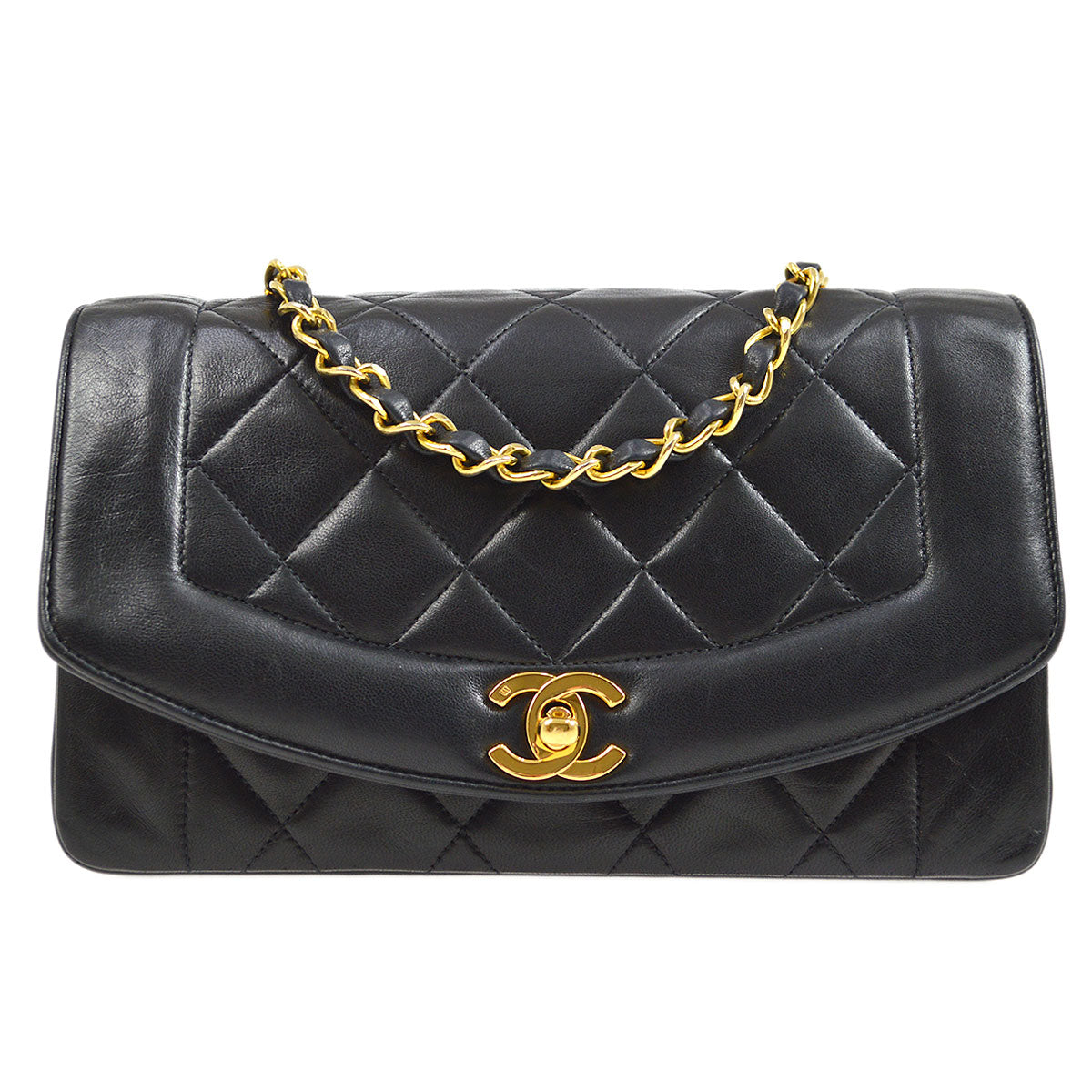 CHANEL 1991-1994 Black Lambskin Diana Flap Small