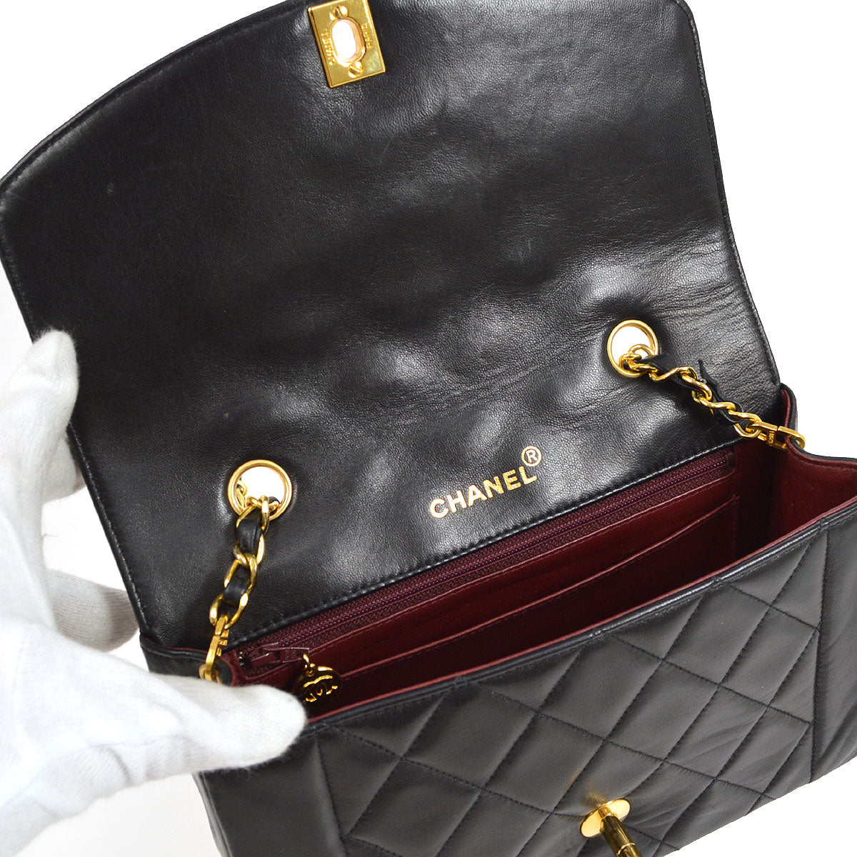 CHANEL 1991-1994 Black Lambskin Diana Flap Small