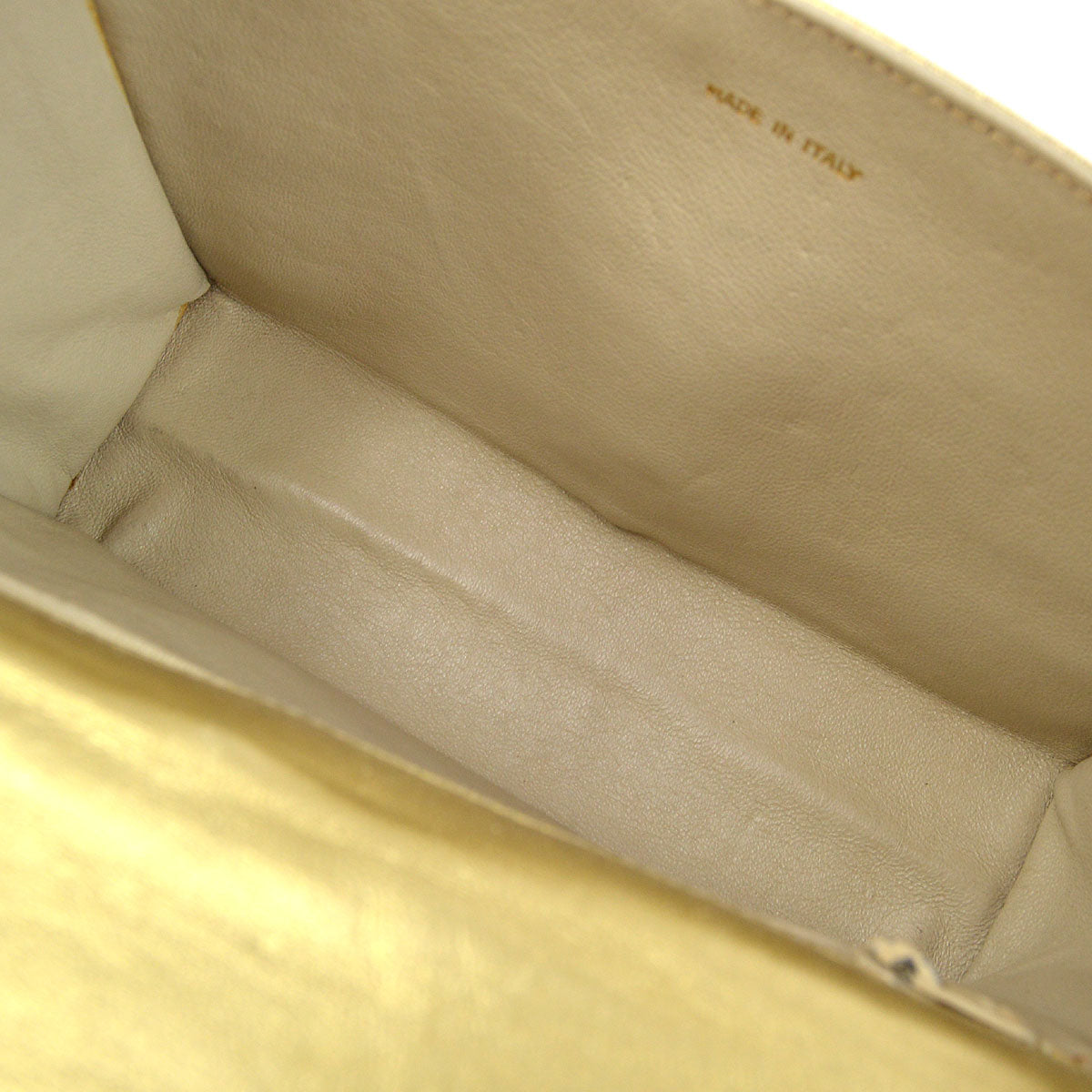 CHANEL 1989-1991 Gold Lambskin Diamond Full Flap