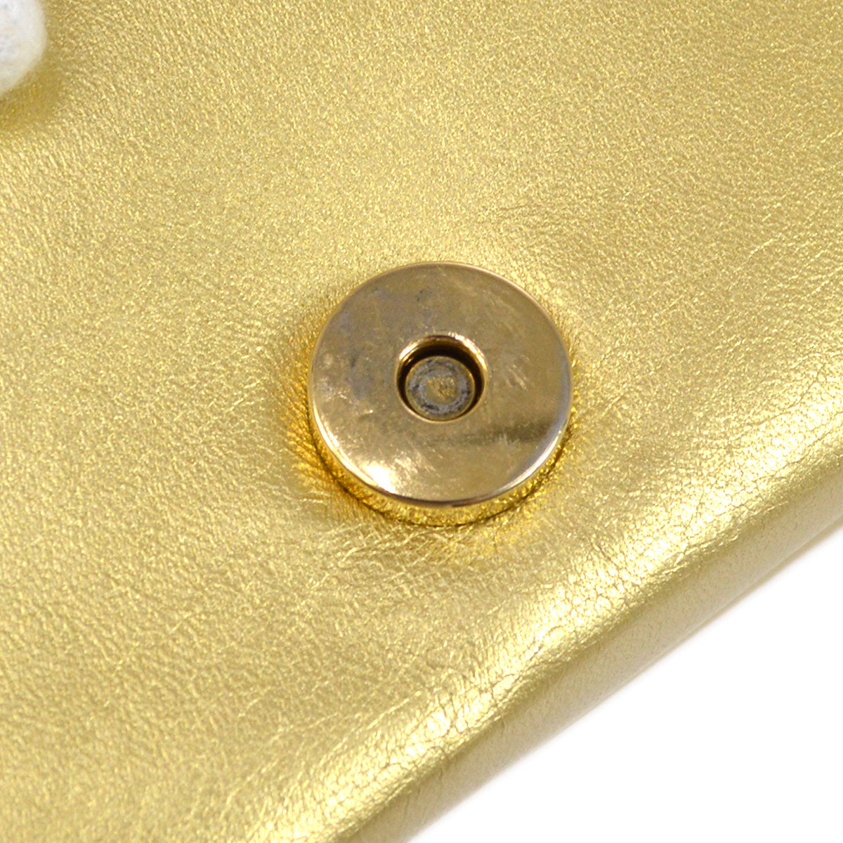 CHANEL 1989-1991 Gold Lambskin Diamond Full Flap