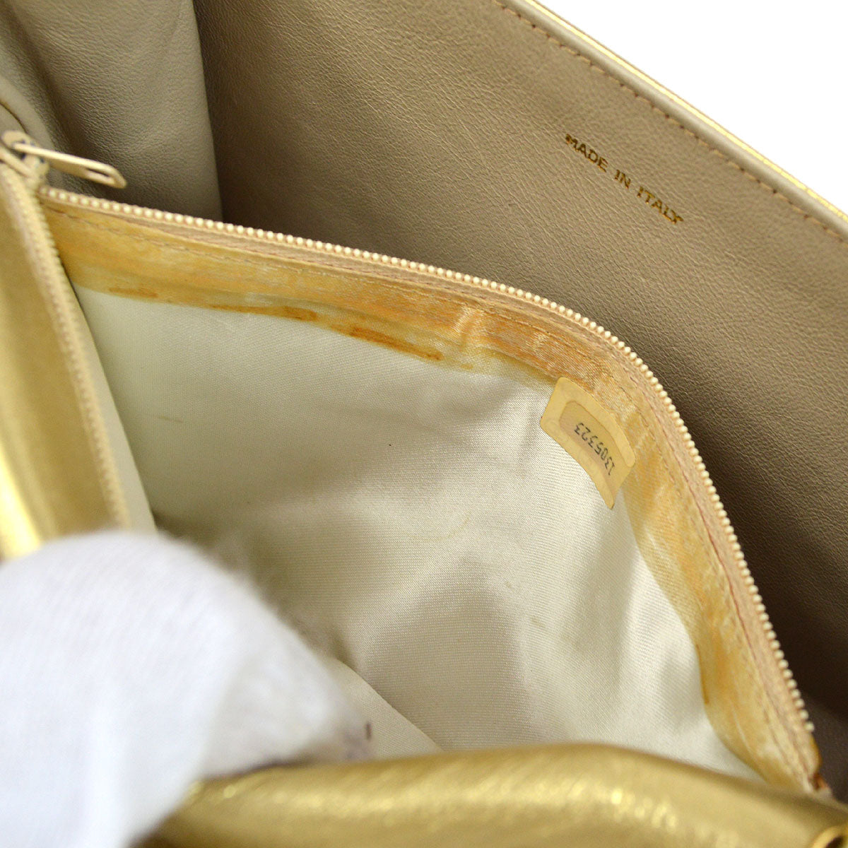 CHANEL 1989-1991 Gold Lambskin Diamond Full Flap