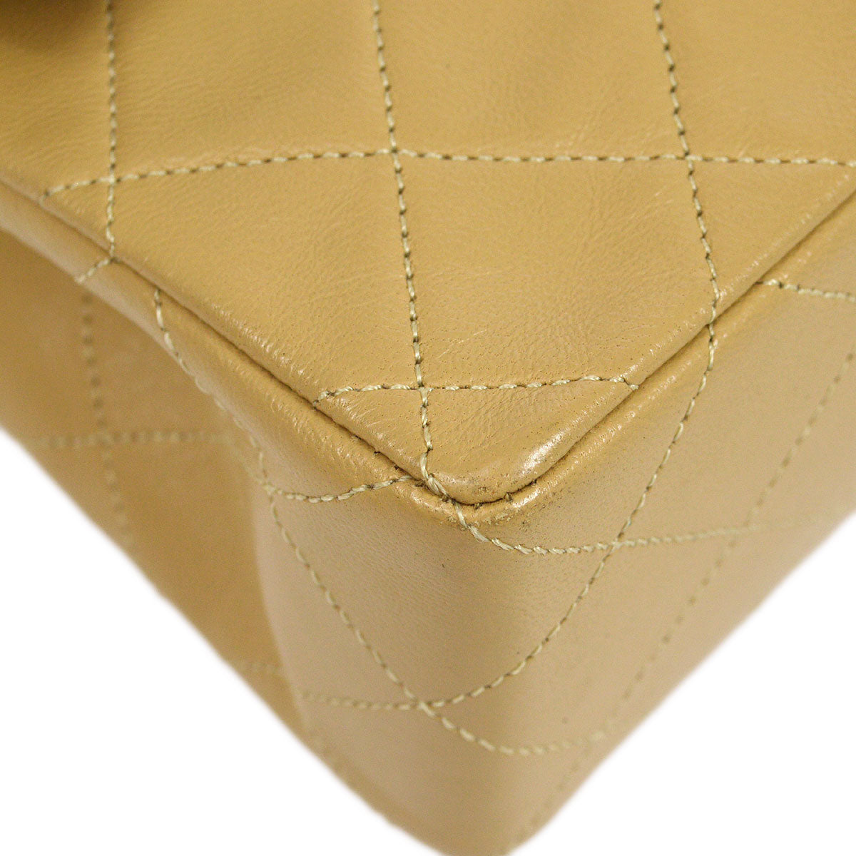 CHANEL 1989-1991 Beige Lambskin Classic Square Flap 17