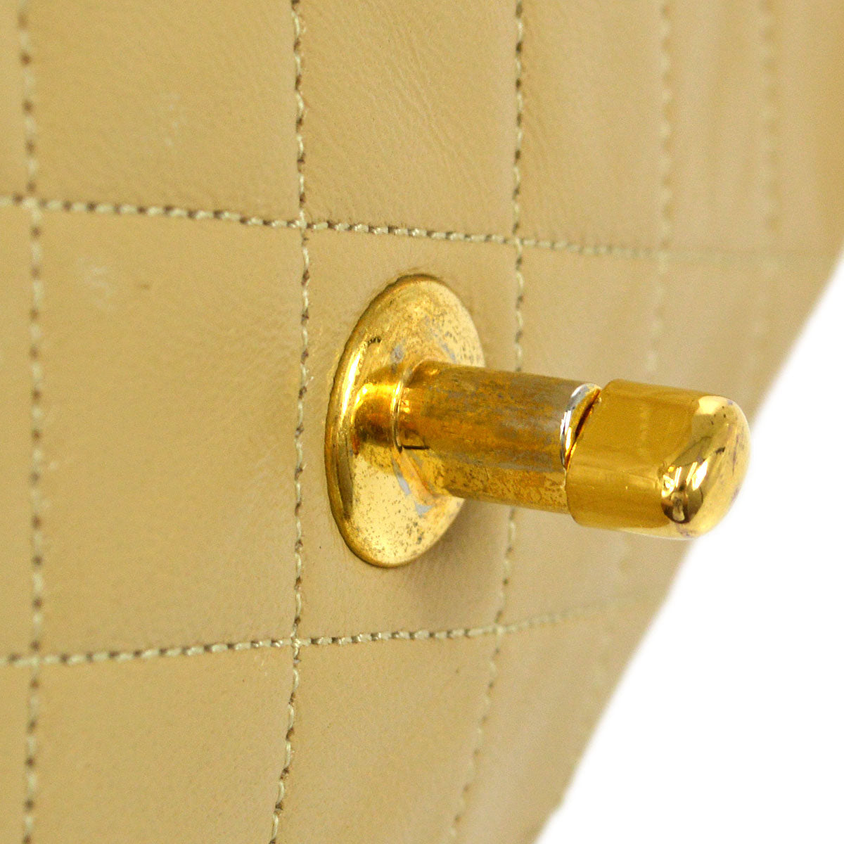 CHANEL 1989-1991 Beige Lambskin Classic Square Flap 17