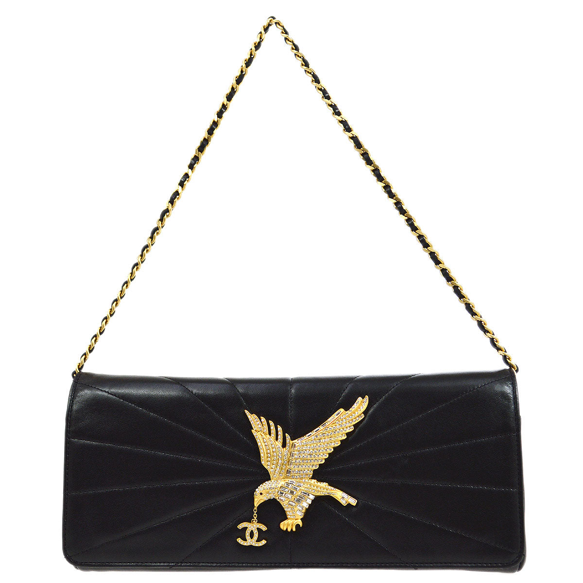 CHANEL 2001 Eagle Evening Bag Black Lambskin