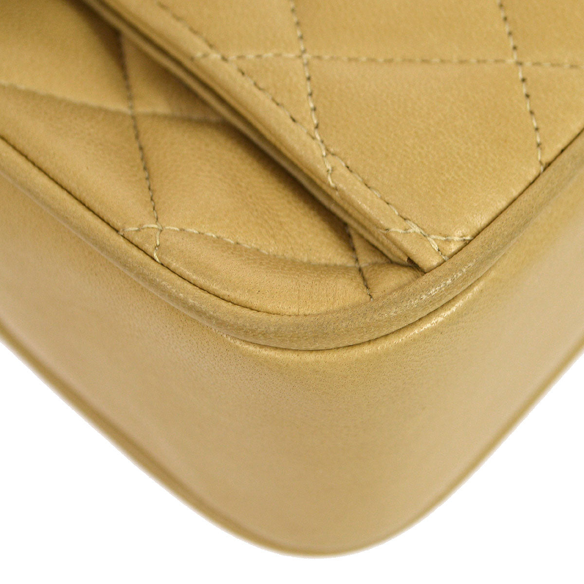 CHANEL 1997-1999 Round Flap Mini Beige Lambskin