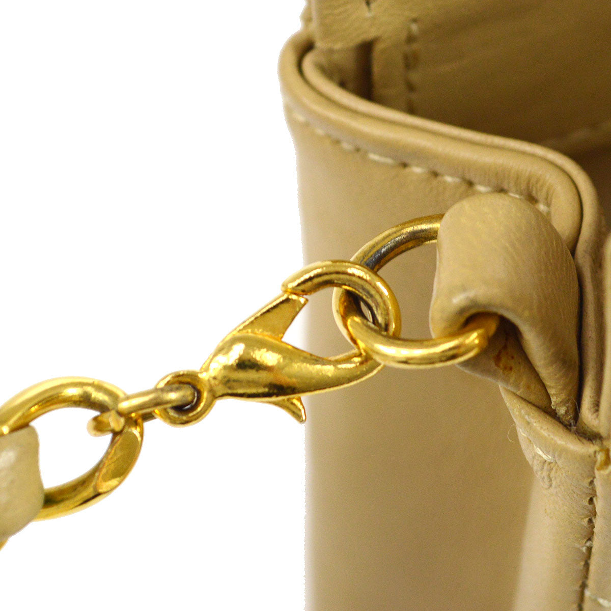 CHANEL 1989-1991 Beige Lambskin handbag mini