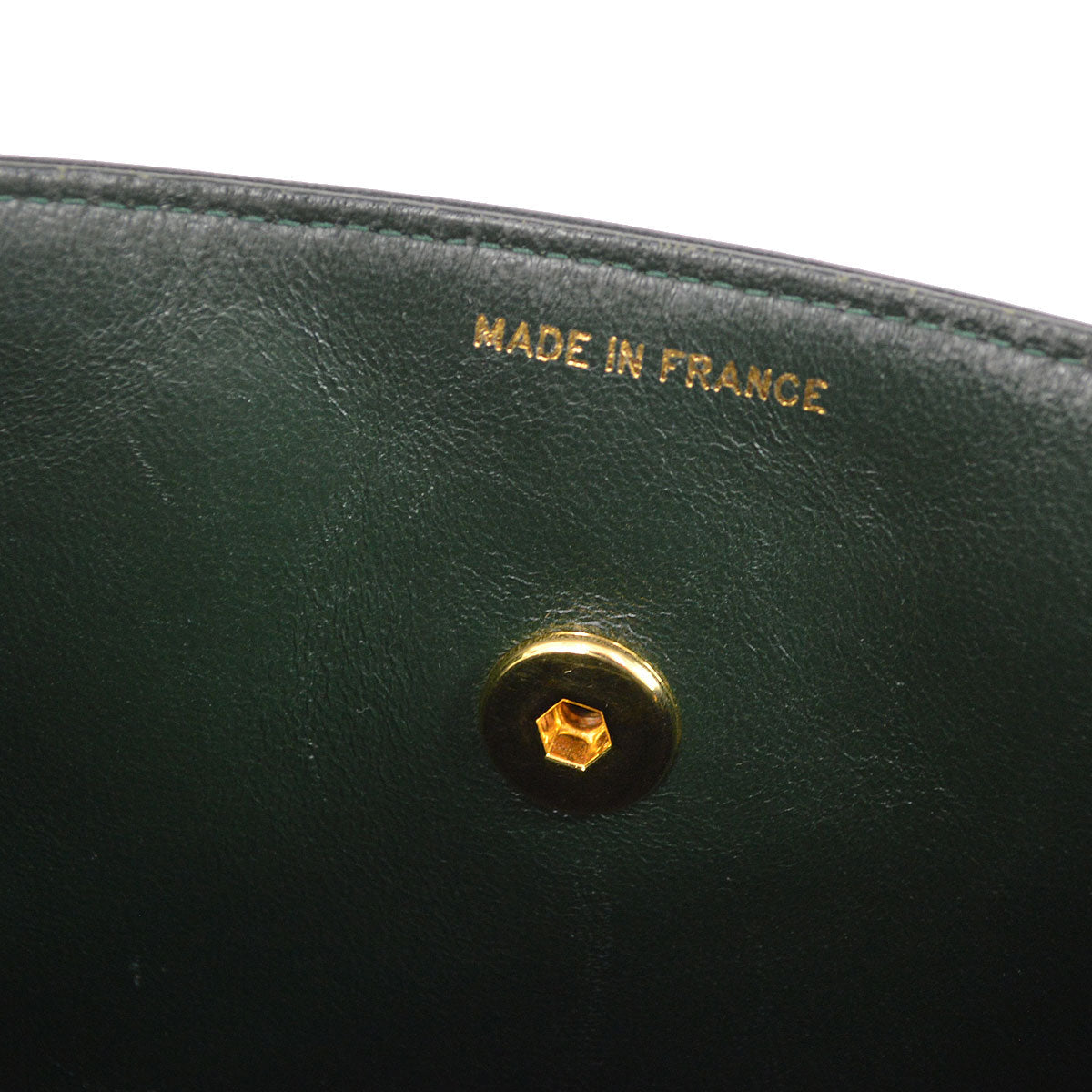 CHANEL 1989-1991 Green Lambskin Diagonal Round Flap Small