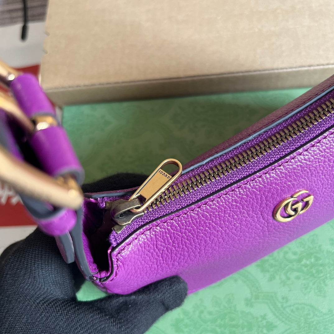 Gucci APHRODITE MINI 21 SHOULDER BAG IN VIOLET PURPLE CALFSKIN
