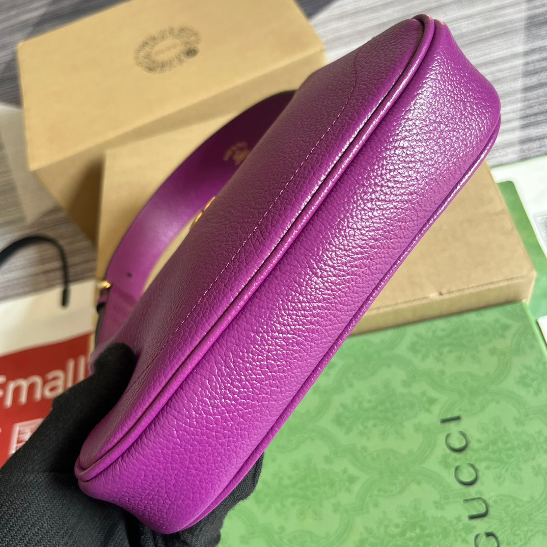Gucci APHRODITE MINI 21 SHOULDER BAG IN VIOLET PURPLE CALFSKIN