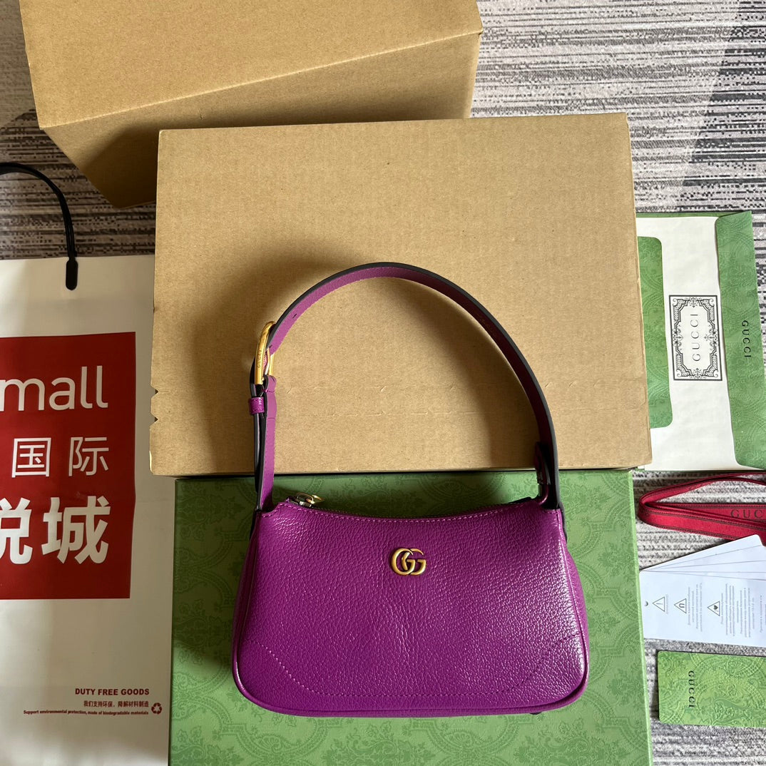 Gucci APHRODITE MINI 21 SHOULDER BAG IN VIOLET PURPLE CALFSKIN