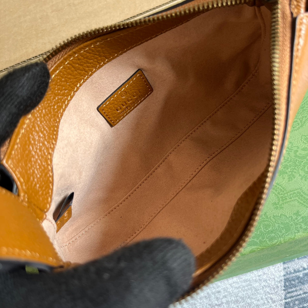 Gucci APHRODITE MINI 21 SHOULDER BAG IN CARAMEL BROWN CALFSKIN