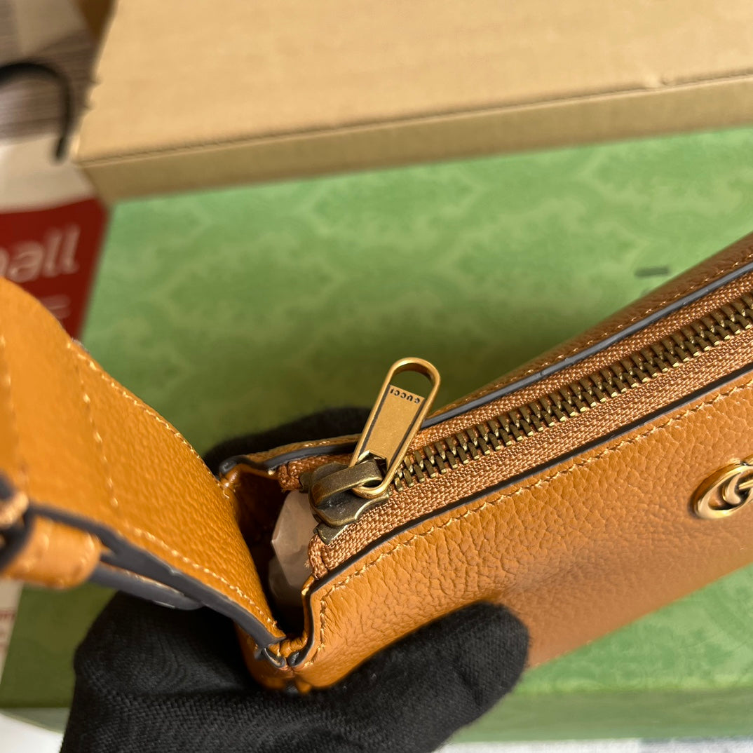 Gucci APHRODITE MINI 21 SHOULDER BAG IN CARAMEL BROWN CALFSKIN